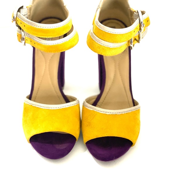 GEOX D Nolina suede pump. Open toe. Ochrey/Yellow / Grey - Picture 6 of 11